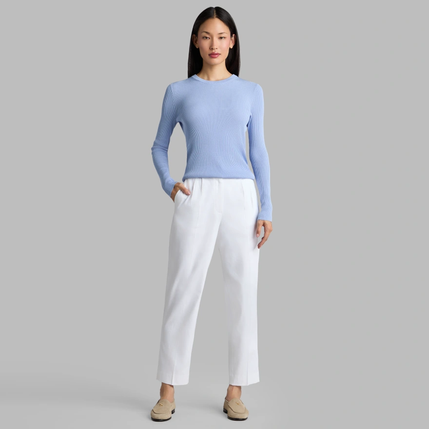 LTD RELEASE LINEN CROPPED PLEATED TROUSER in Snow - Alternate Image 2