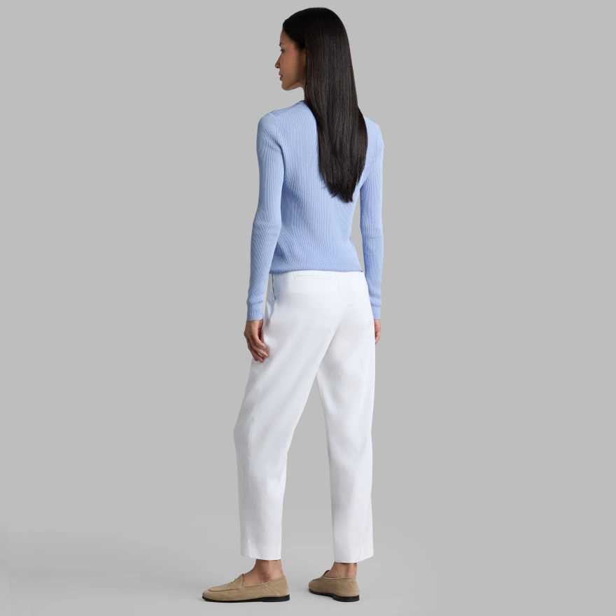 LTD RELEASE LINEN CROPPED PLEATED TROUSER in Snow - Alternate Image 3