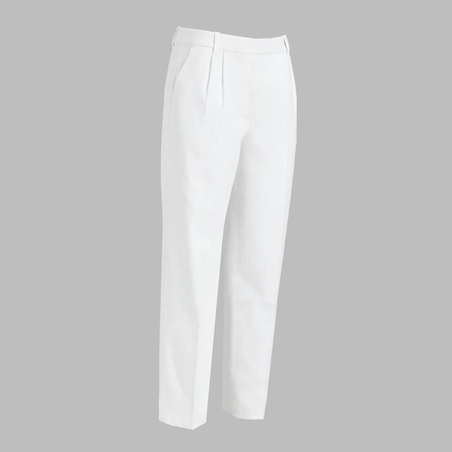 LTD RELEASE LINEN CROPPED PLEATED TROUSER in Snow