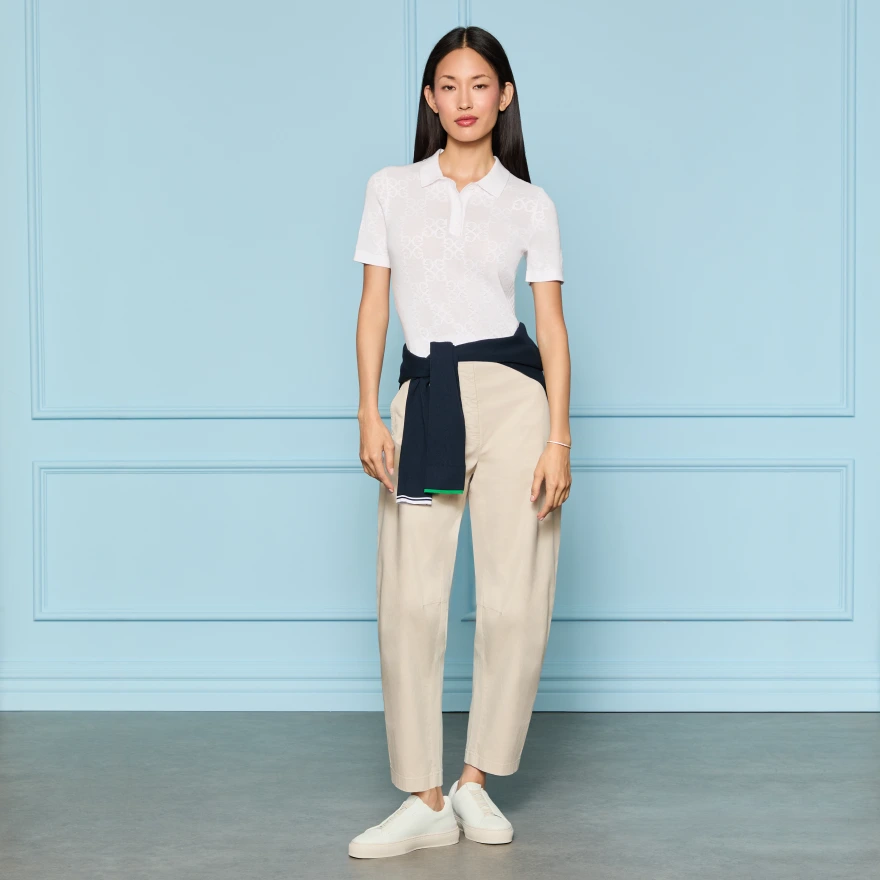 LTD RELEASE STRETCH COTTON GABARDINE BARREL LEG TROUSER in PUMICE - Alternate Image 1