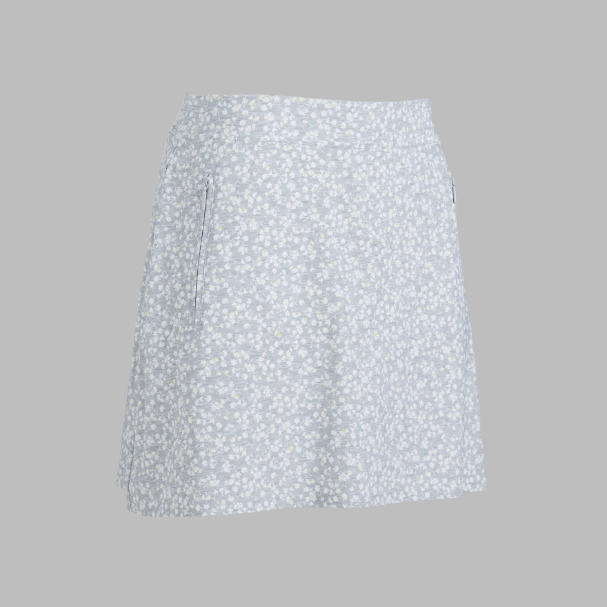 DITSY FLORAL SILKY TECH NYLON SKORT in MELANGE GREY - Alternate Image 1