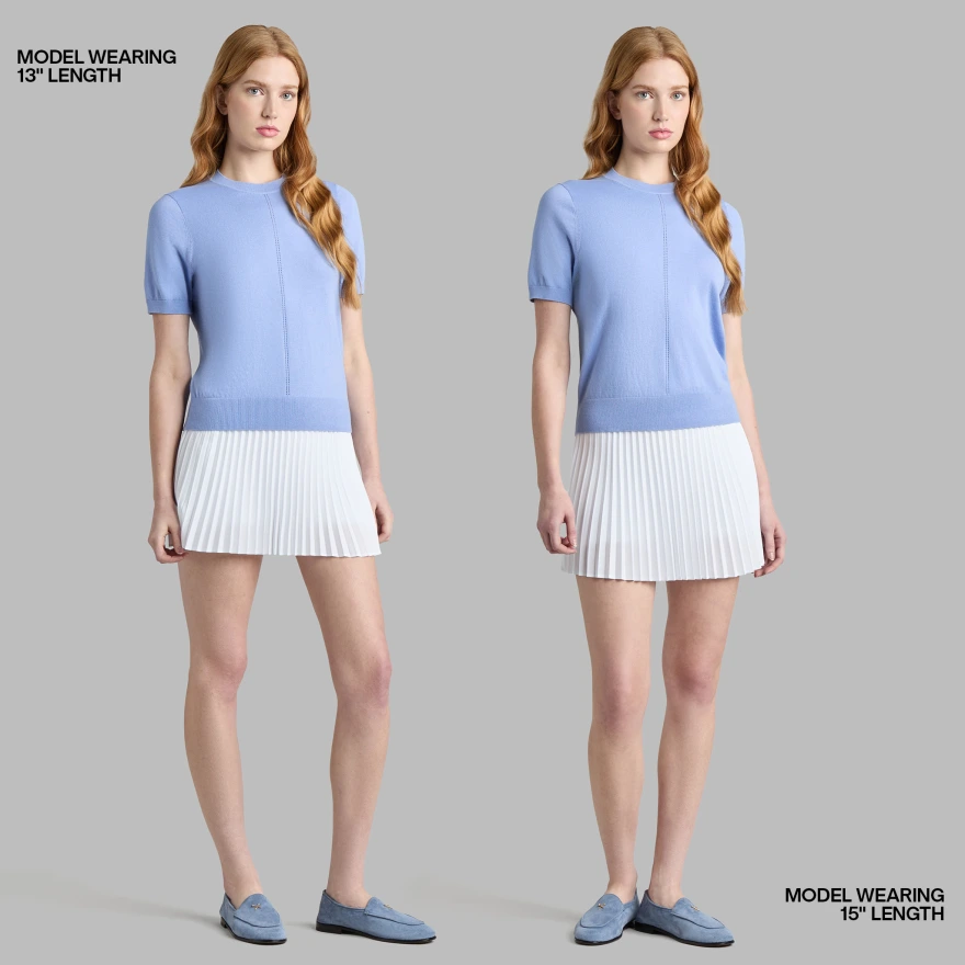 MICROPLEAT STRETCH WOVEN HIGHWAISTED SKORT in Snow - Alternate Image 2