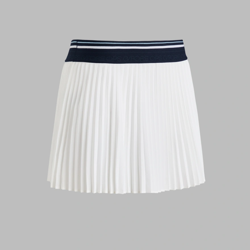 MICROPLEAT STRETCH WOVEN HIGHWAISTED SKORT in Snow