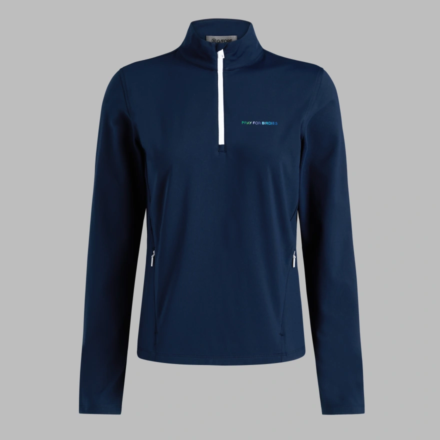 PRAY FOR BIRDIES BRUSHED BACK STRETCH 1/4 ZIP PULLOVER in Twilight