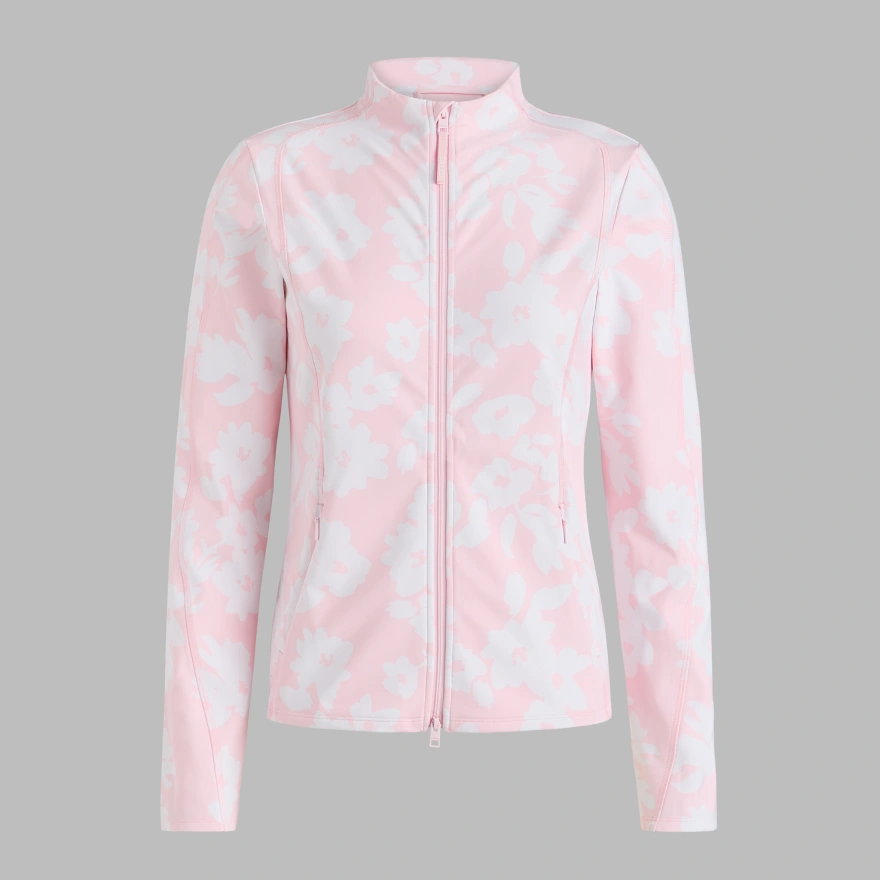 PRINTED BRUSH BACK STRETCH PULLOVER in Blush