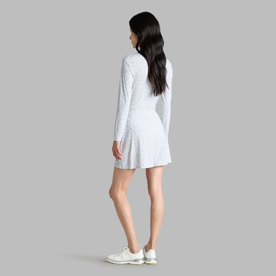 DITSY FLORAL TECH JERSEY LONG SLEEVE POLO in MELANGE GREY - Alternate Image 3