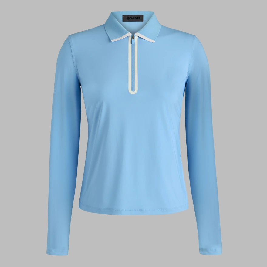 SILKY TECH NYLON LONG SLEEVE 1/4 ZIP POLO | WOMEN'S POLO SHIRTS