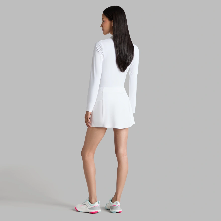 SILKY TECH NYLON LONG SLEEVE ZIP POLO in Snow - Alternate Image 3