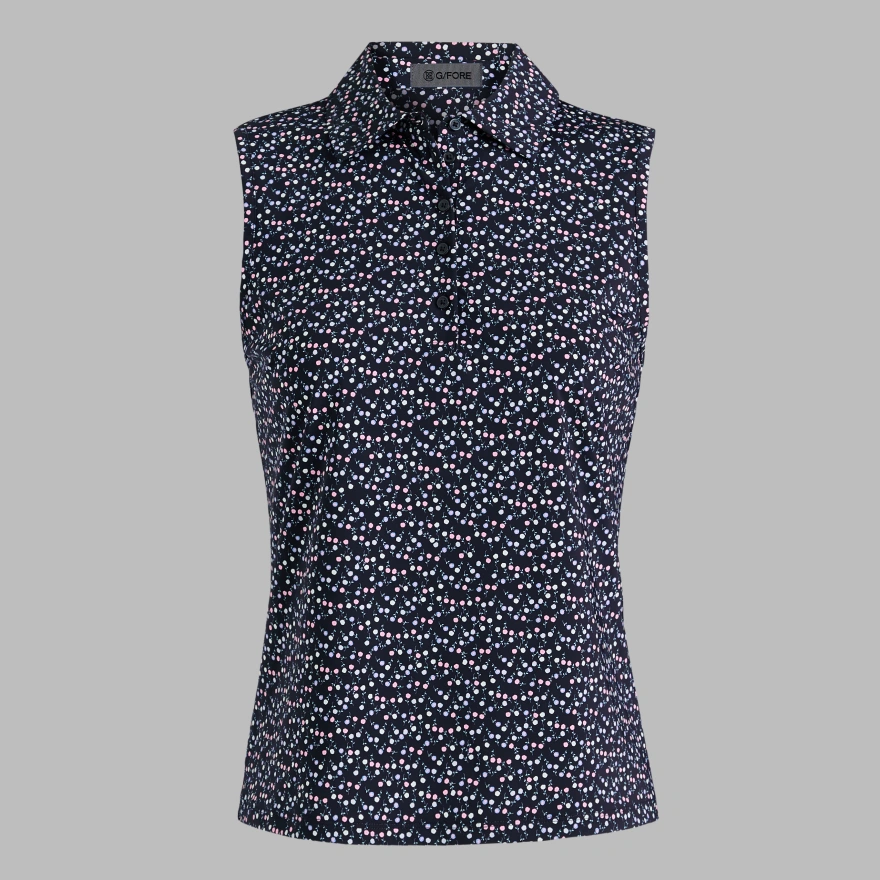 AYE POPPY SILKY TECH NYLON SLEEVELESS POLO in AZUL / TWILIGHT