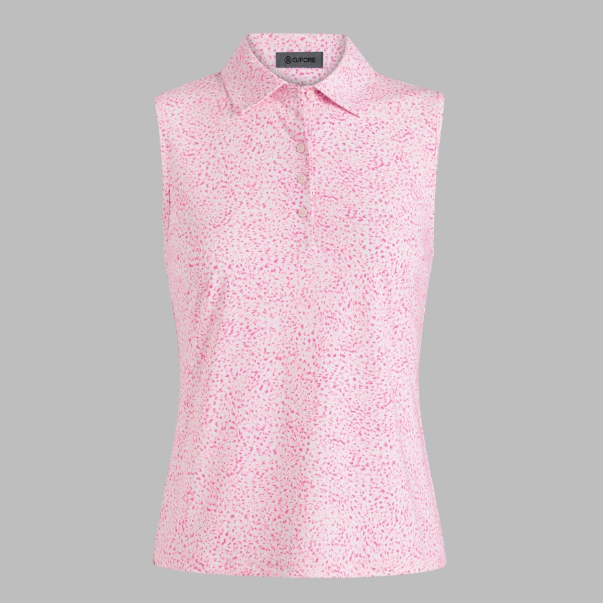 FIREWORKS SILKY TECH NYLON SLEEVELESS POLO in Blush