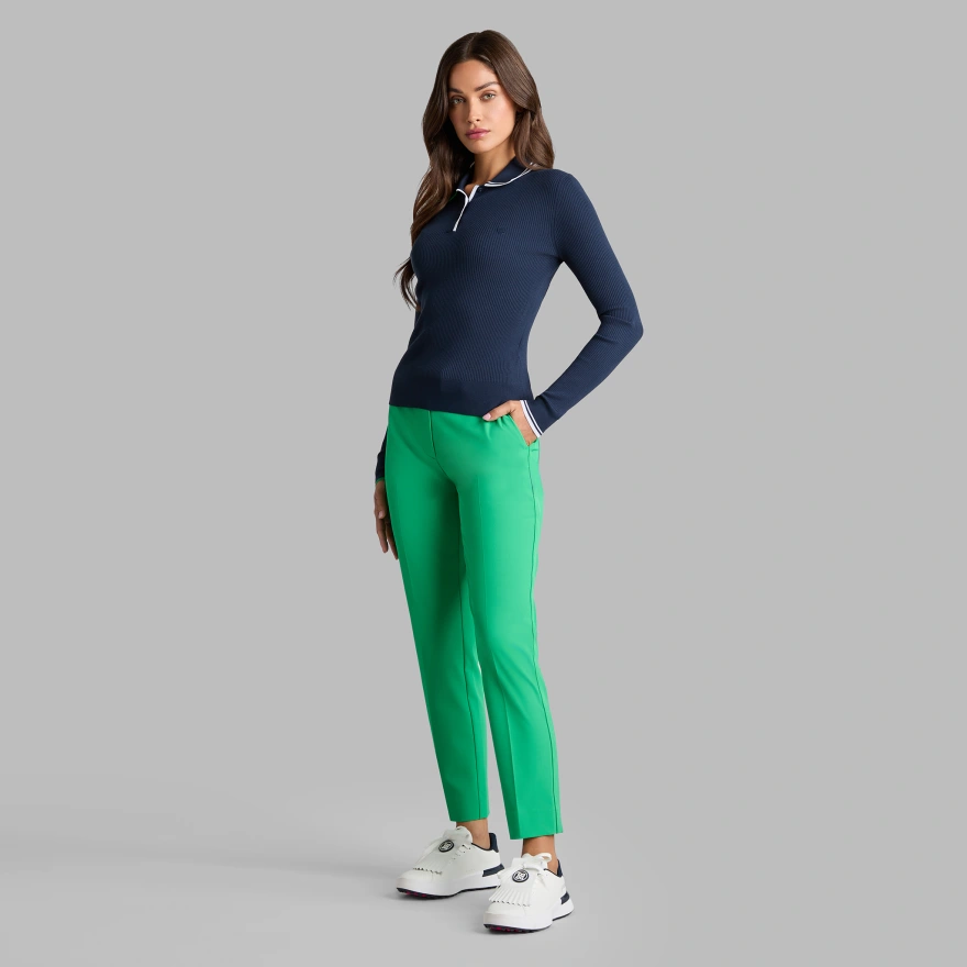 VISCOSE BLEND LONG SLEEVE KNIT POLO in Twilight - Alternate Image 2