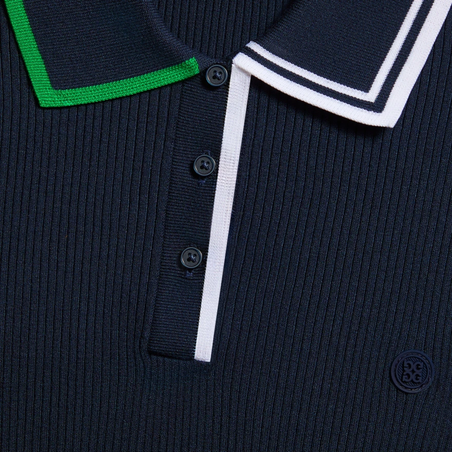 VISCOSE BLEND LONG SLEEVE KNIT POLO in Twilight - Alternate Image 4
