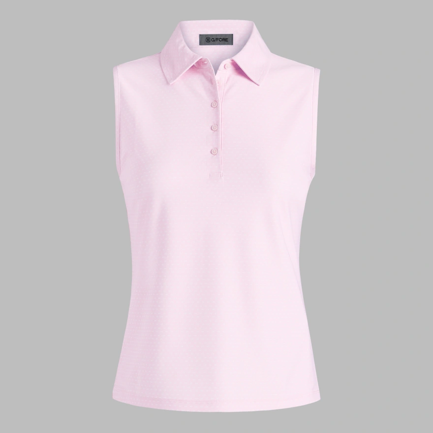 GEO TECH PIQU&Eacute; SLEEVELESS POLO in Blush
