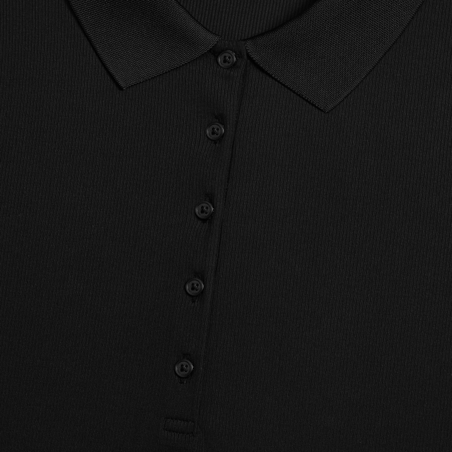 RIBBED TECH NYLON LONG SLEEVE POLO in Onyx - Alternate Image 4