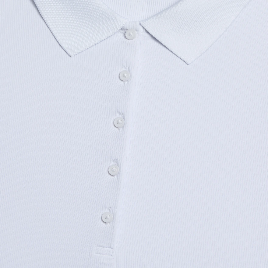 RIBBED TECH NYLON LONG SLEEVE POLO in Snow - Alternate Image 4