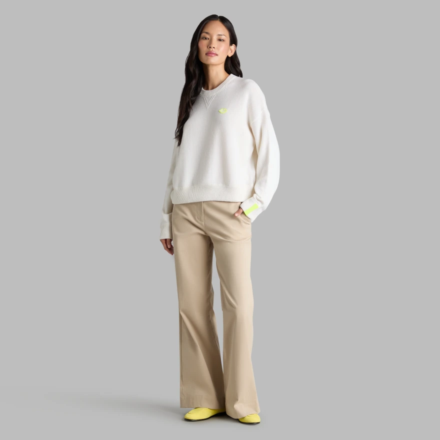 TIPPED CASHMERE CREWNECK SWEATER in CHALK WHITE - Alternate Image 2