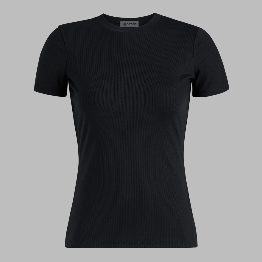 TECH NYLON RIB FITTED TEE in Onyx