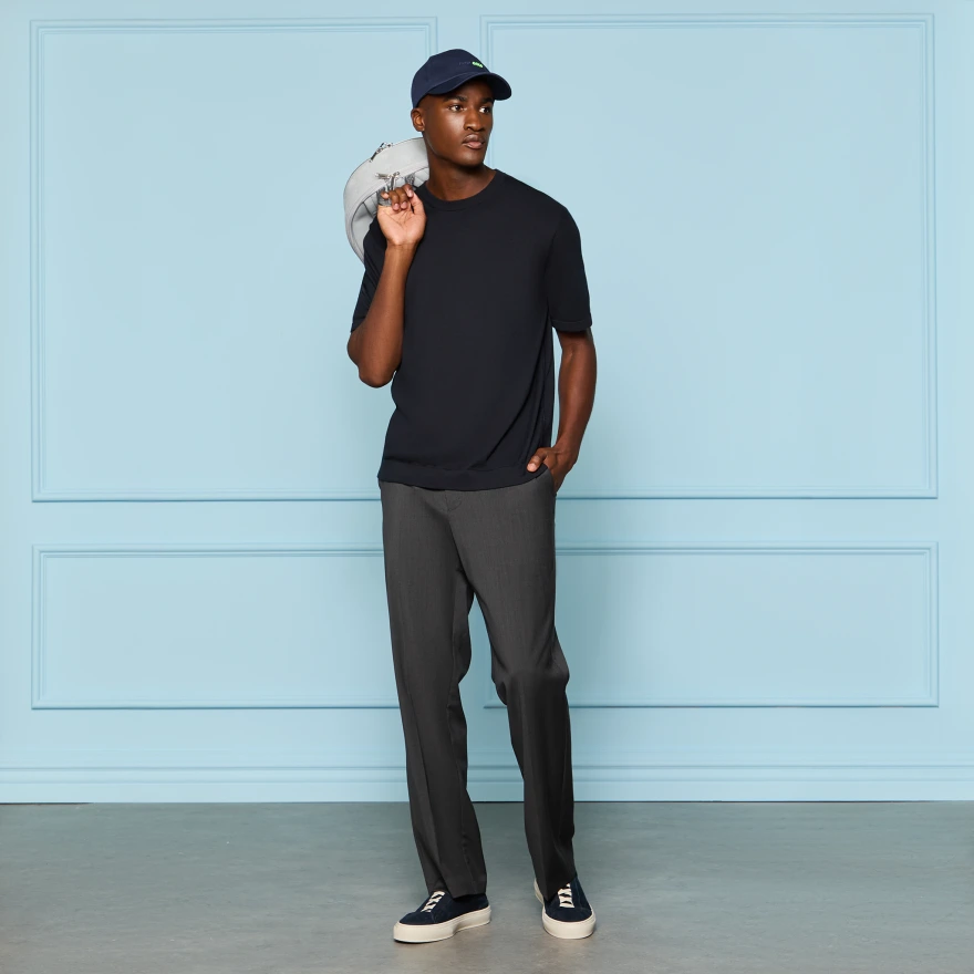 LTD RELEASE ALL SEASON WOOL STRAIGHT LEG PANT in CHARCOAL MELANGE - Alternate Image 1