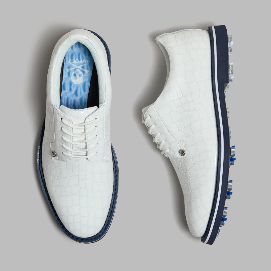 MEN'S LTD RELEASE GALLIVANTER G/LOCK CROC-EMBOSSED LEATHER DERBY GOLF SHOE in Snow