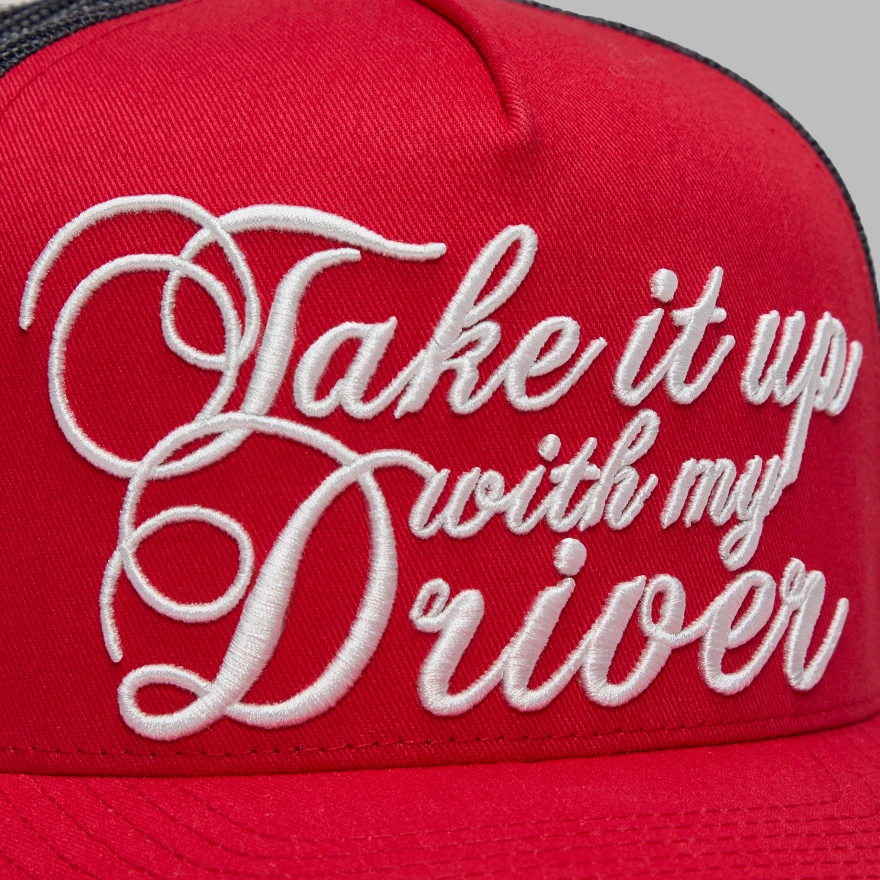 TAKE IT UP WITH MY DRIVER TRUCKER HAT in Lava - Alternate Image 1