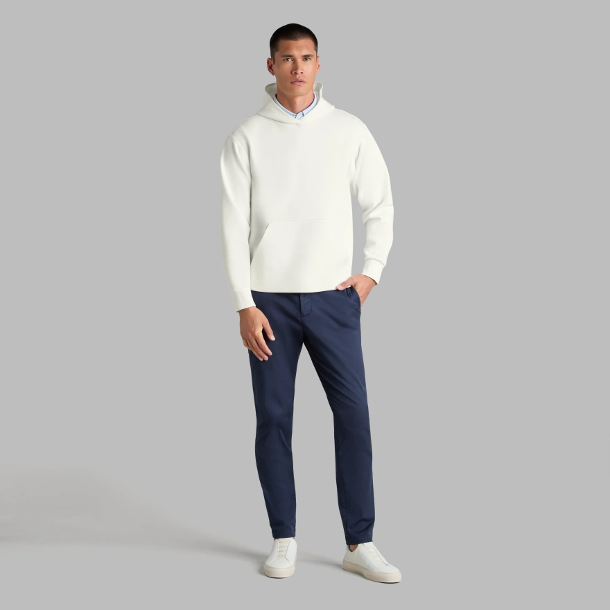 COTTON BLEND SCUBA HOODIE in CHALK WHITE - Alternate Image 2