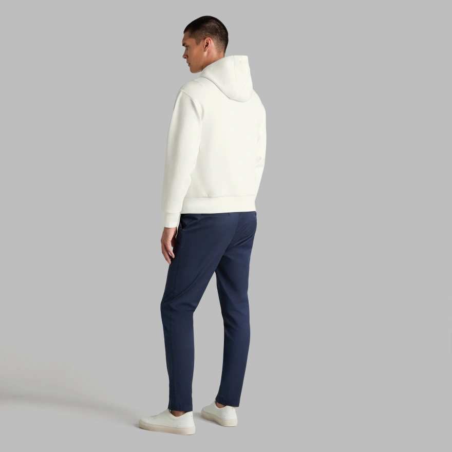 COTTON BLEND SCUBA HOODIE in CHALK WHITE - Alternate Image 3