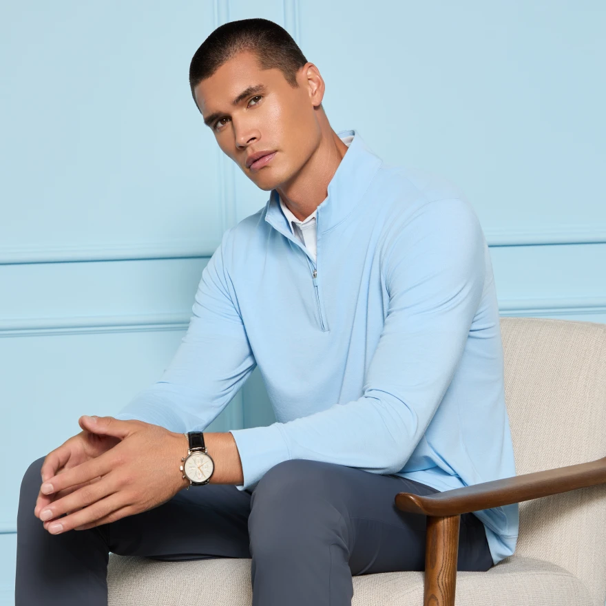 SOFT TOUCH JERSEY 1/4 ZIP in BAJA - Alternate Image 1