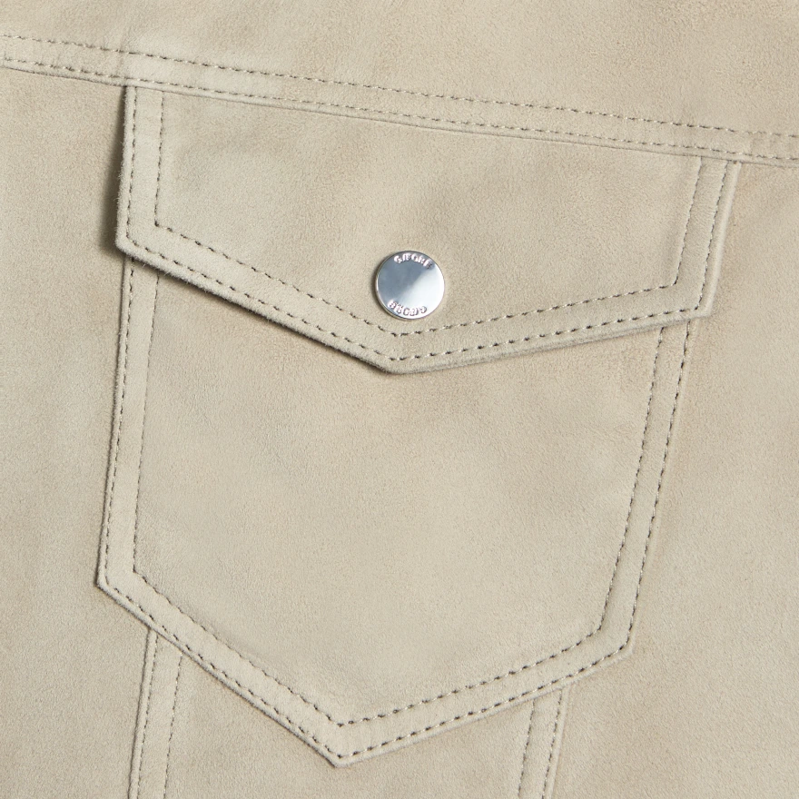 SUEDE TRUCKER JACKET in PUMICE - Alternate Image 4