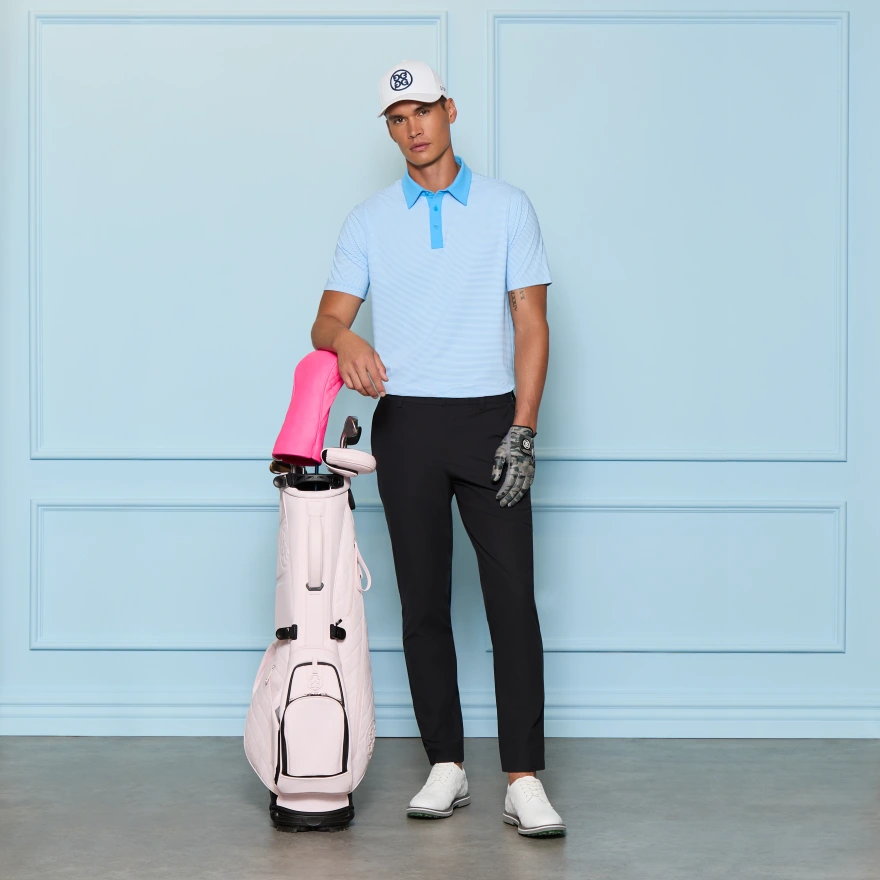 FEEDER STRIPE FINE TECH JERSEY POLO in Azul - Alternate Image 1