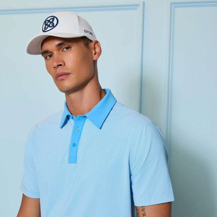 FEEDER STRIPE FINE TECH JERSEY POLO in Azul - Alternate Image 4