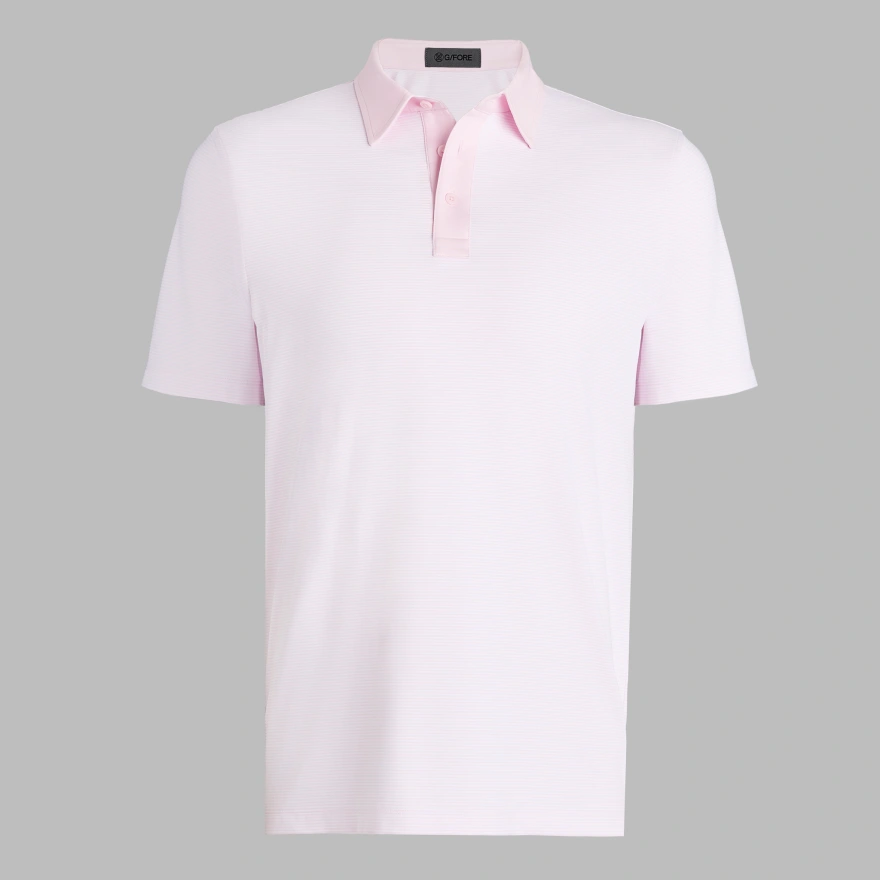 FEEDER STRIPE FINE TECH JERSEY POLO in Blush