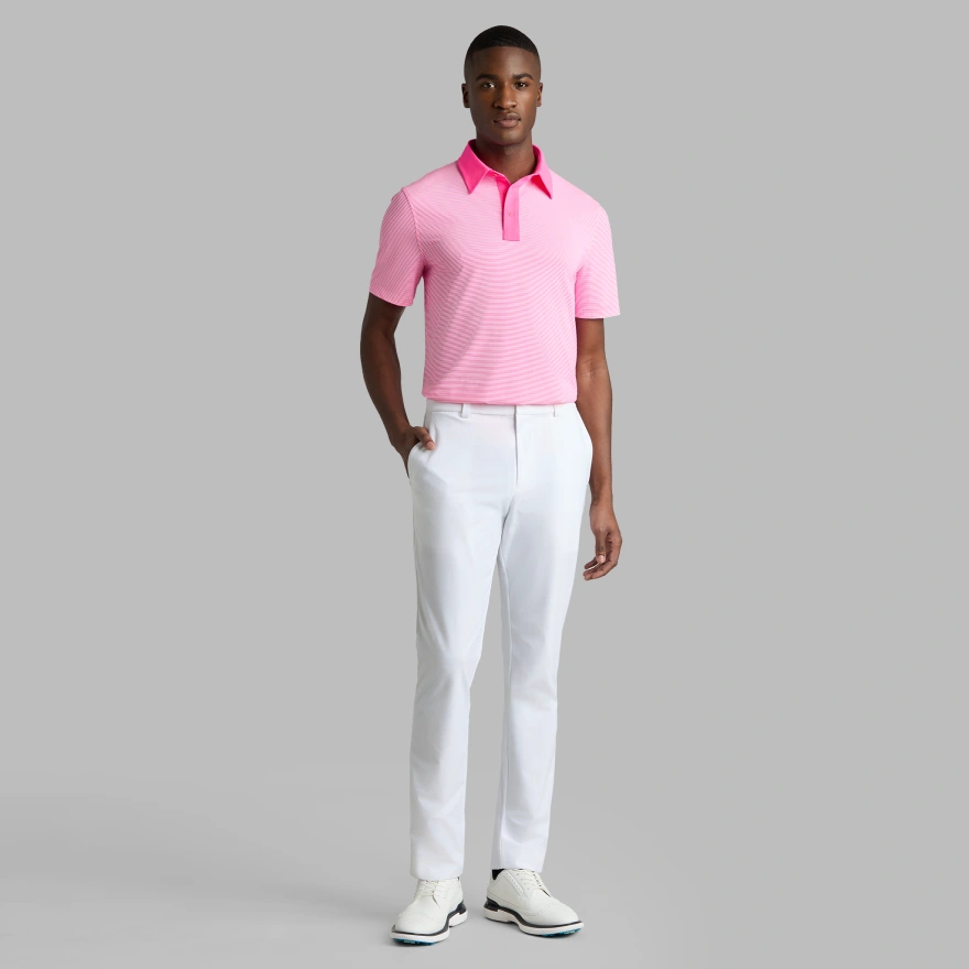 FEEDER STRIPE FINE TECH JERSEY POLO in KNOCKOUT PINK - Alternate Image 2