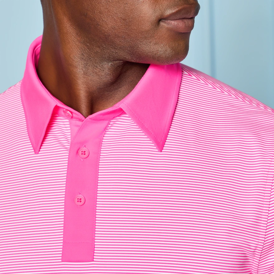 FEEDER STRIPE FINE TECH JERSEY POLO in KNOCKOUT PINK - Alternate Image 4