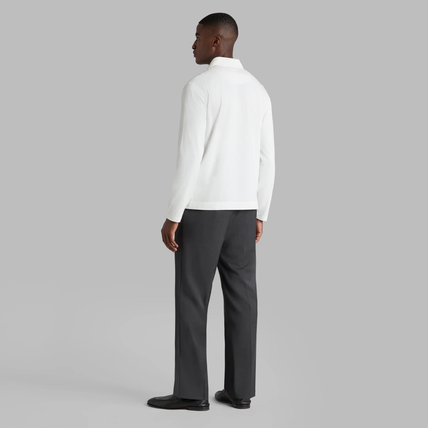 SUPER SOFT BRUSHED COTTON LONG SLEEVE POLO in Snow - Alternate Image 3