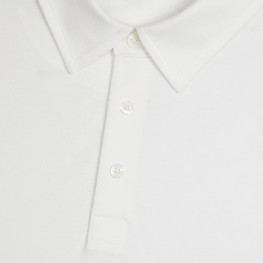 SUPER SOFT BRUSHED COTTON LONG SLEEVE POLO in Snow - Alternate Image 4