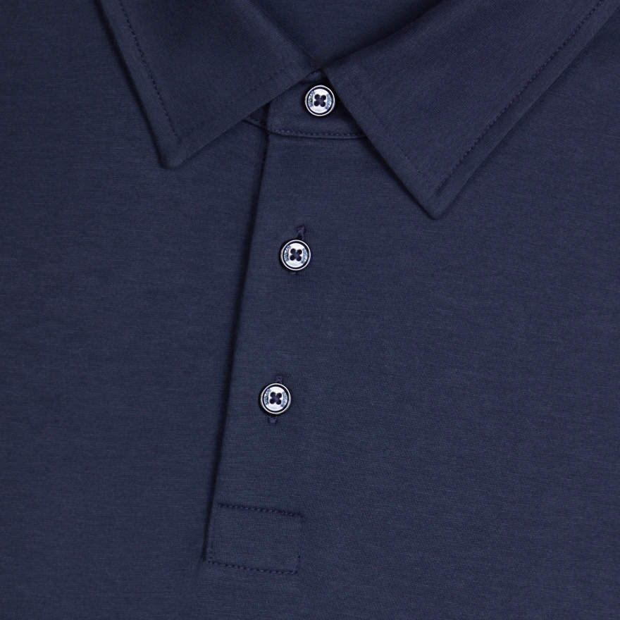 SUPER SOFT BRUSHED COTTON LONG SLEEVE POLO in Twilight - Alternate Image 4