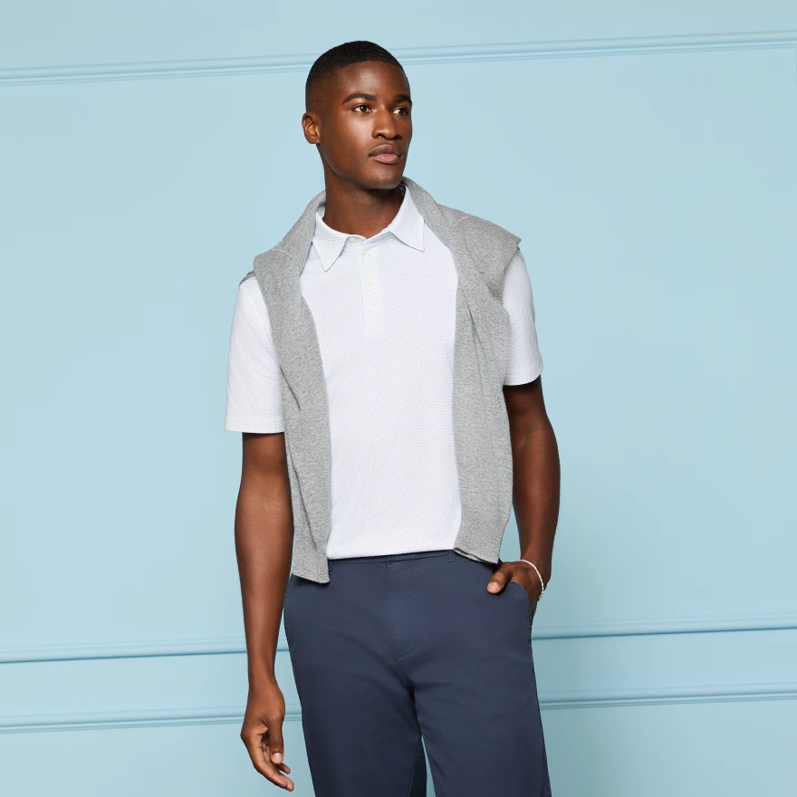 LTD RELEASE LUXE COTTON BLEND POLO in Snow - Alternate Image 1
