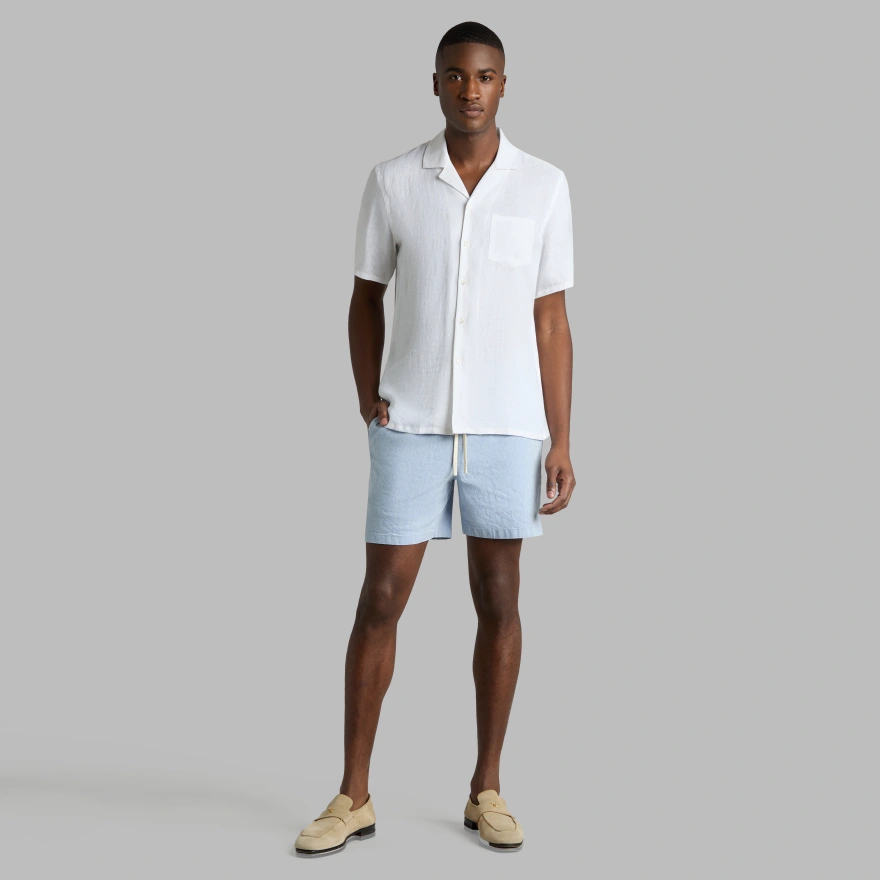 LTD RELEASE BEACHSIDE LINEN DRAWSTRING SHORT in DENIM - Alternate Image 2