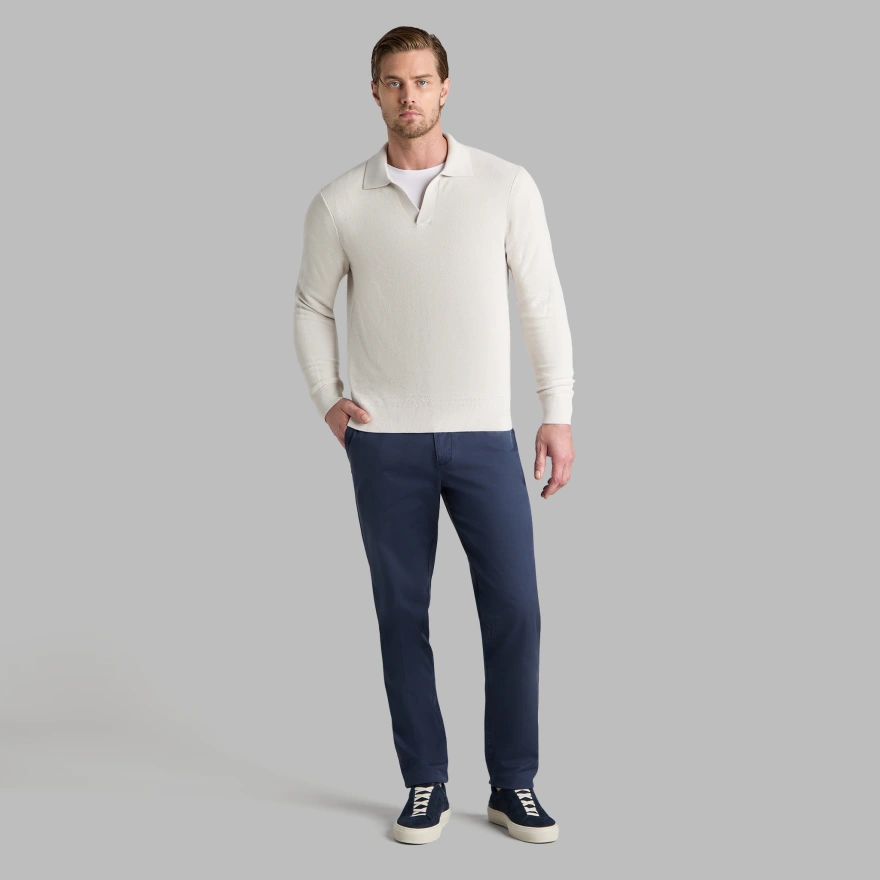 JOHNNY COLLAR COOLING COTTON JUMPER POLO in PUMICE - Alternate Image 2