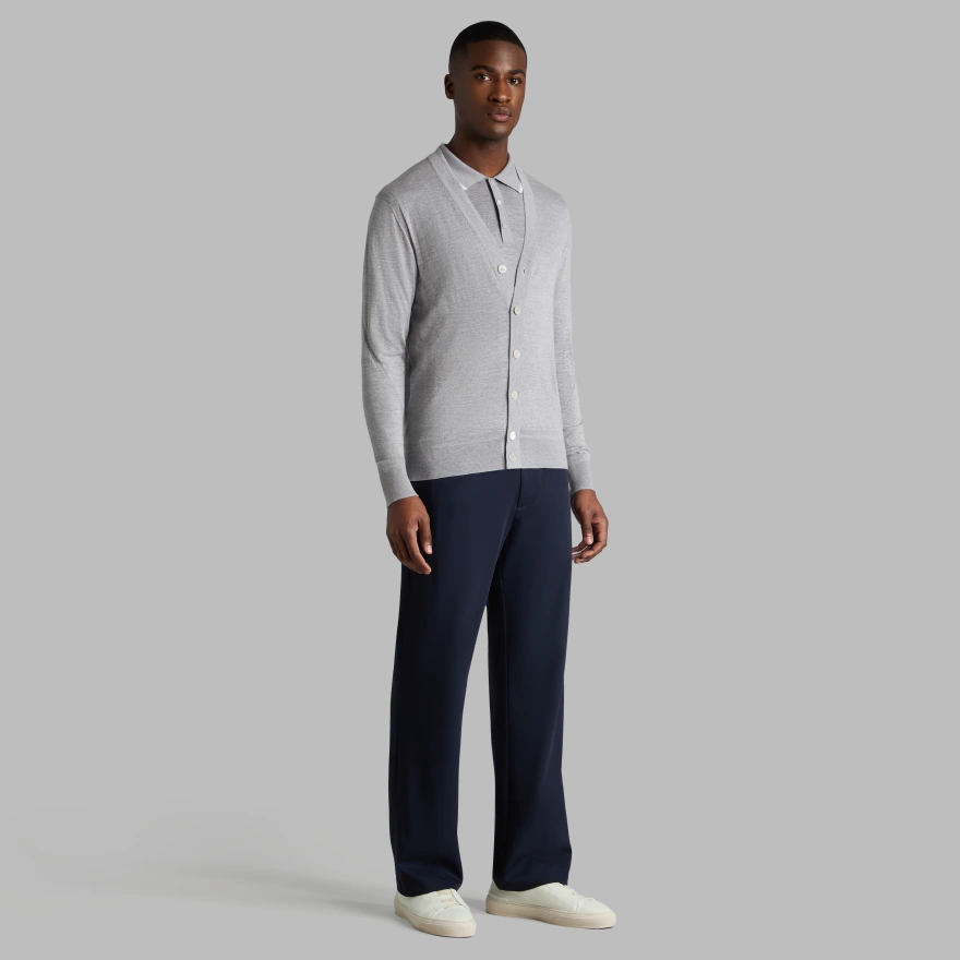 LTD RELEASE MERINO WOOL KNIT CARDIGAN in NIMBUS MELANGE - Alternate Image 2