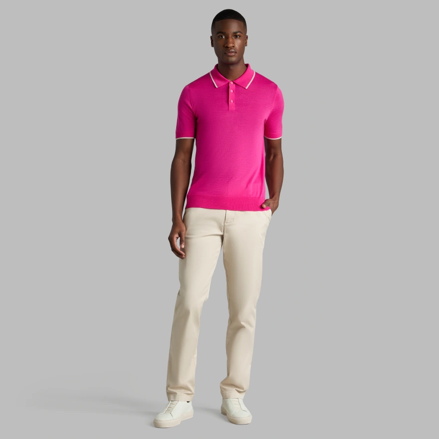LTD RELEASE MERINO WOOL KNIT JUMPER POLO in KNOCKOUT PINK - Alternate Image 2
