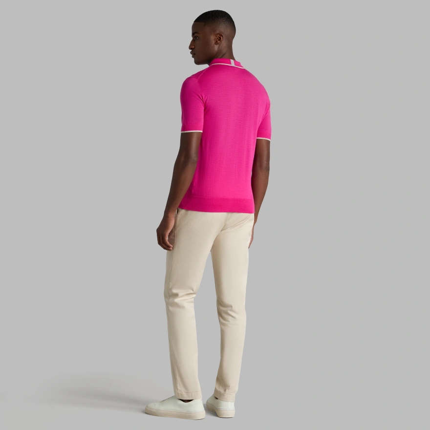 LTD RELEASE MERINO WOOL KNIT JUMPER POLO in KNOCKOUT PINK - Alternate Image 3