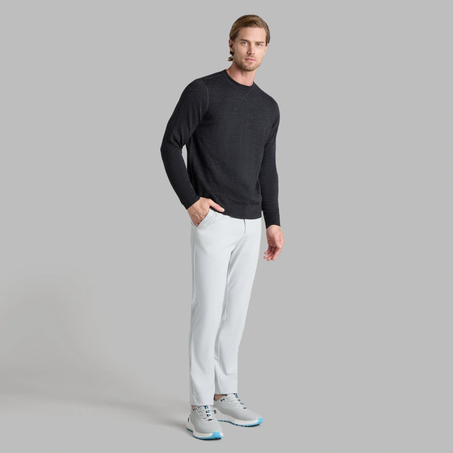 CIRCLE G'S MERINO WOOL CREWNECK JUMPER in CHARCOAL MELANGE - Alternate Image 2