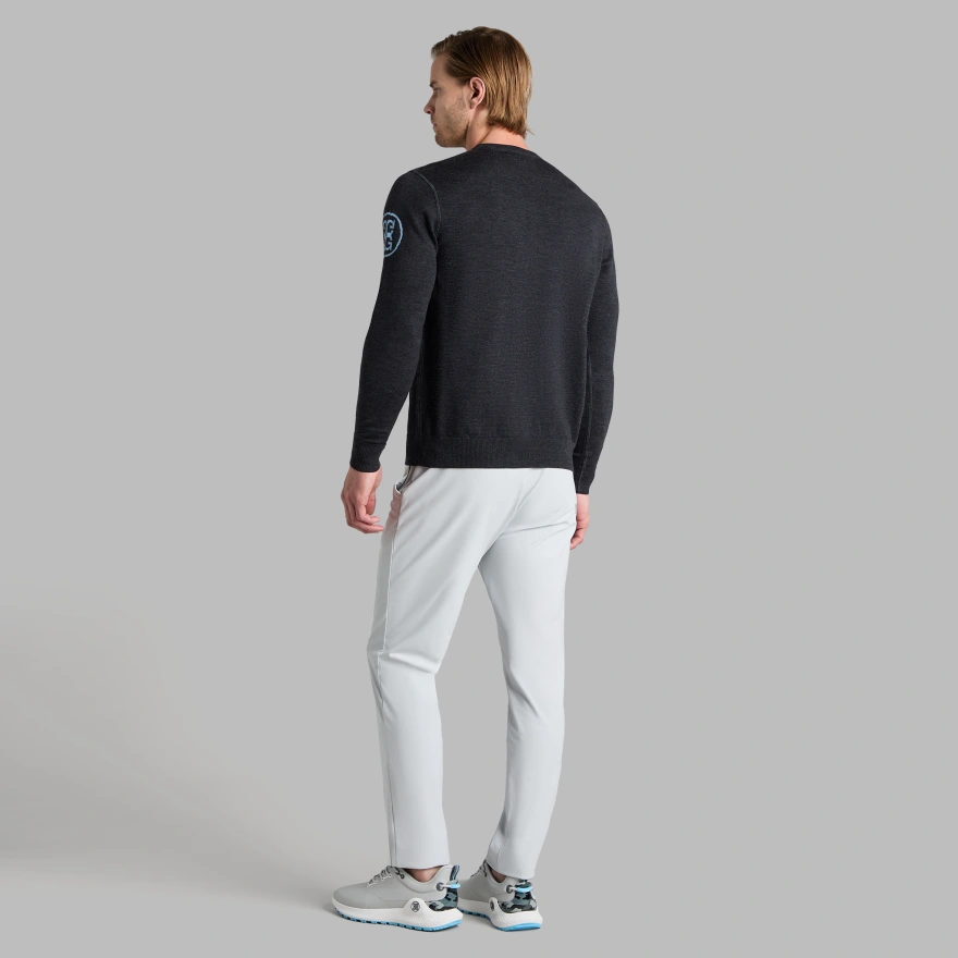 CIRCLE G'S MERINO WOOL CREWNECK JUMPER in CHARCOAL MELANGE - Alternate Image 3