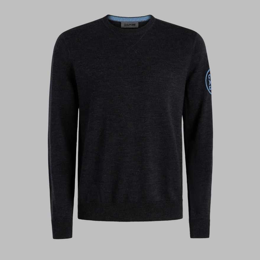 CIRCLE G'S MERINO WOOL CREWNECK JUMPER in CHARCOAL MELANGE