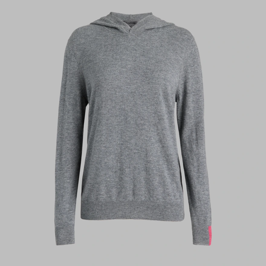 CASHMERE HOODED SWEATER in NIMBUS MELANGE - Alternate Image 8