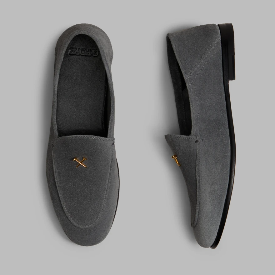 WOMEN'S METAL TEES SUEDE FLEX LOAFER in Charcoal