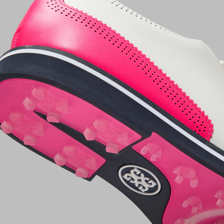 MEN'S GALLIVANTER LEATHER BROGUE GOLF SHOE in SNOW / KNOCKOUT PINK - Alternate Image 1