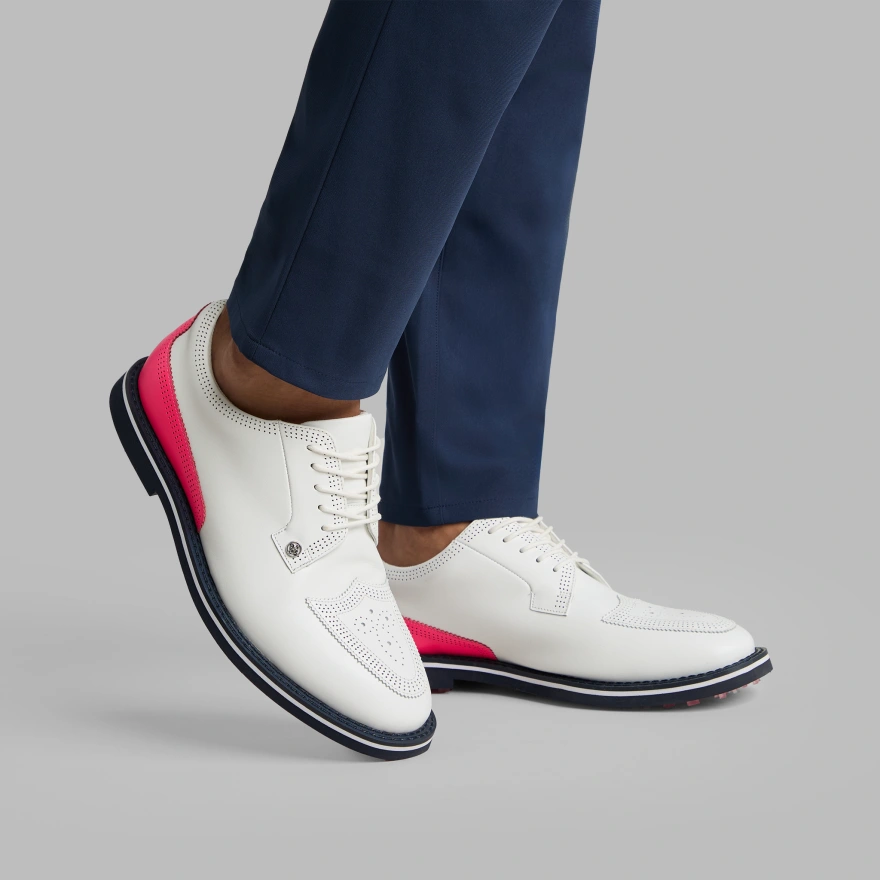 MEN'S GALLIVANTER LEATHER BROGUE GOLF SHOE in SNOW / KNOCKOUT PINK - Alternate Image 5