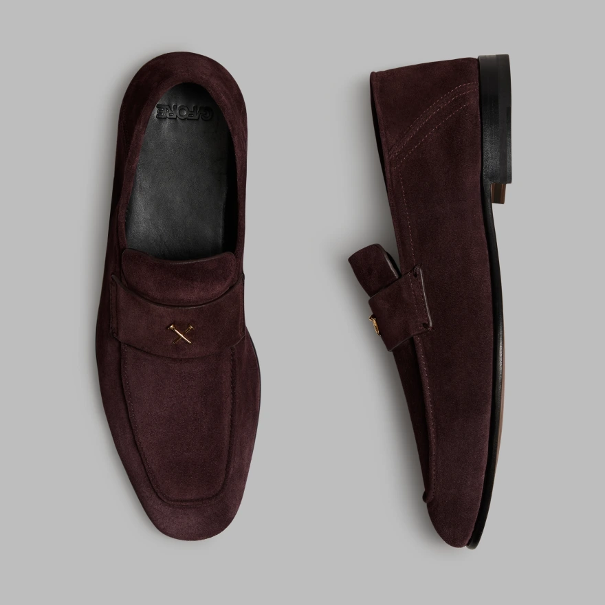 MEN'S METAL TEES SUEDE FLEX LOAFER in DARK PLUM